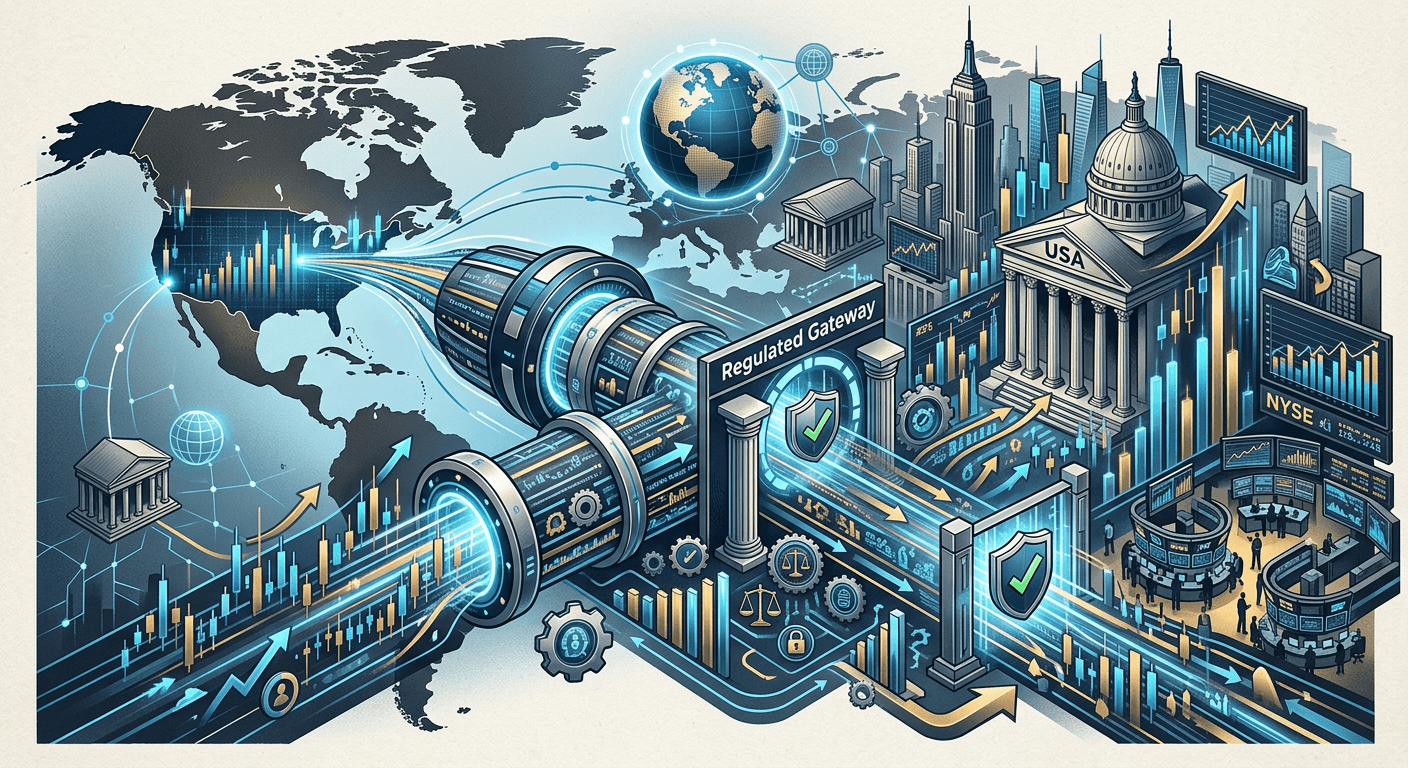 Global trading platform entering US securities markets through a regulated gateway